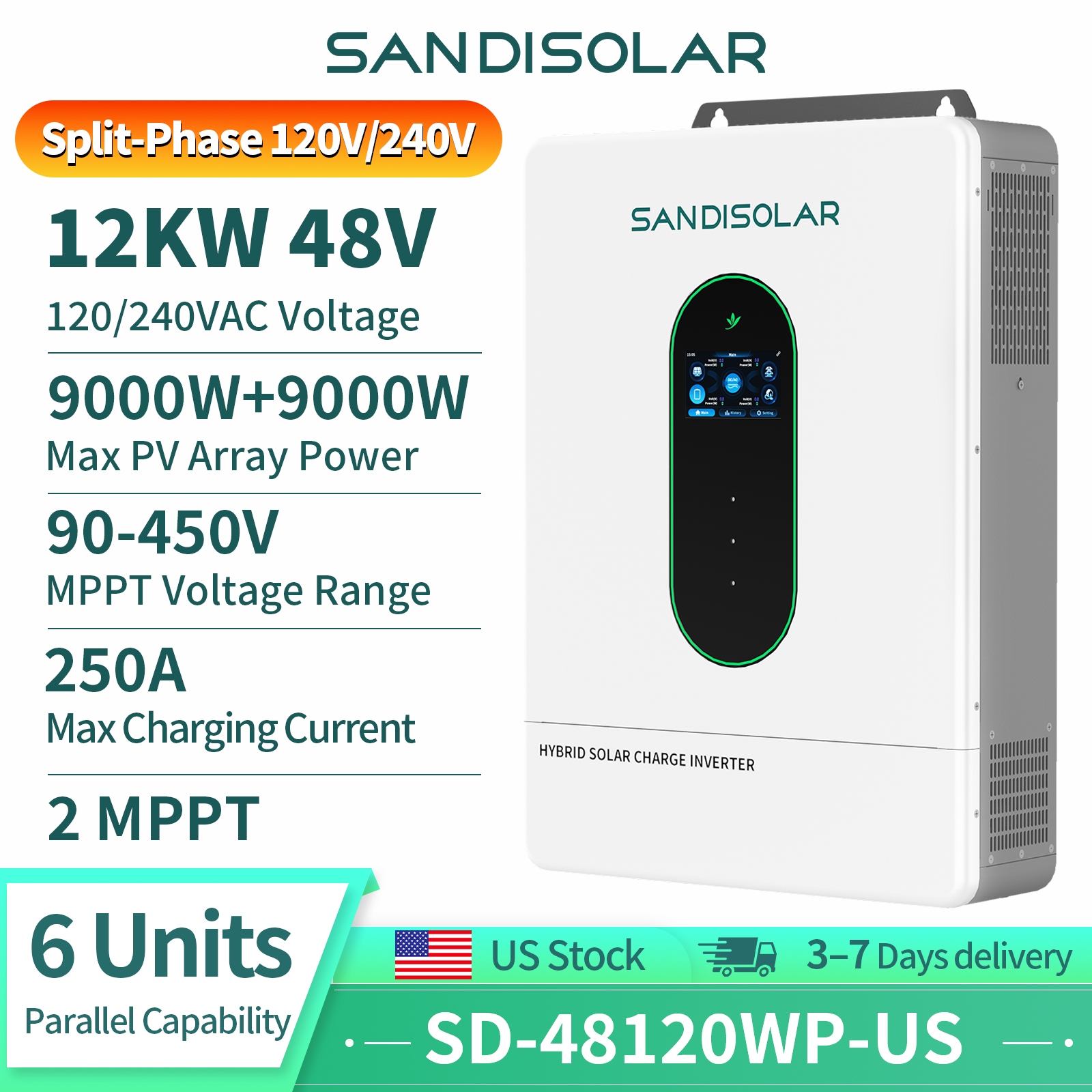 SANDISOLAR 12KW 48V Split-Phas – Drone Solar Charger Bewertung und Preis